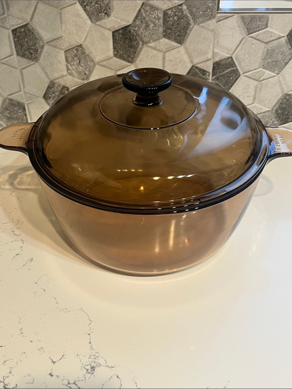 Corningware Visions 4.5L Amber-Brown Glass Dutch Oven with Lid